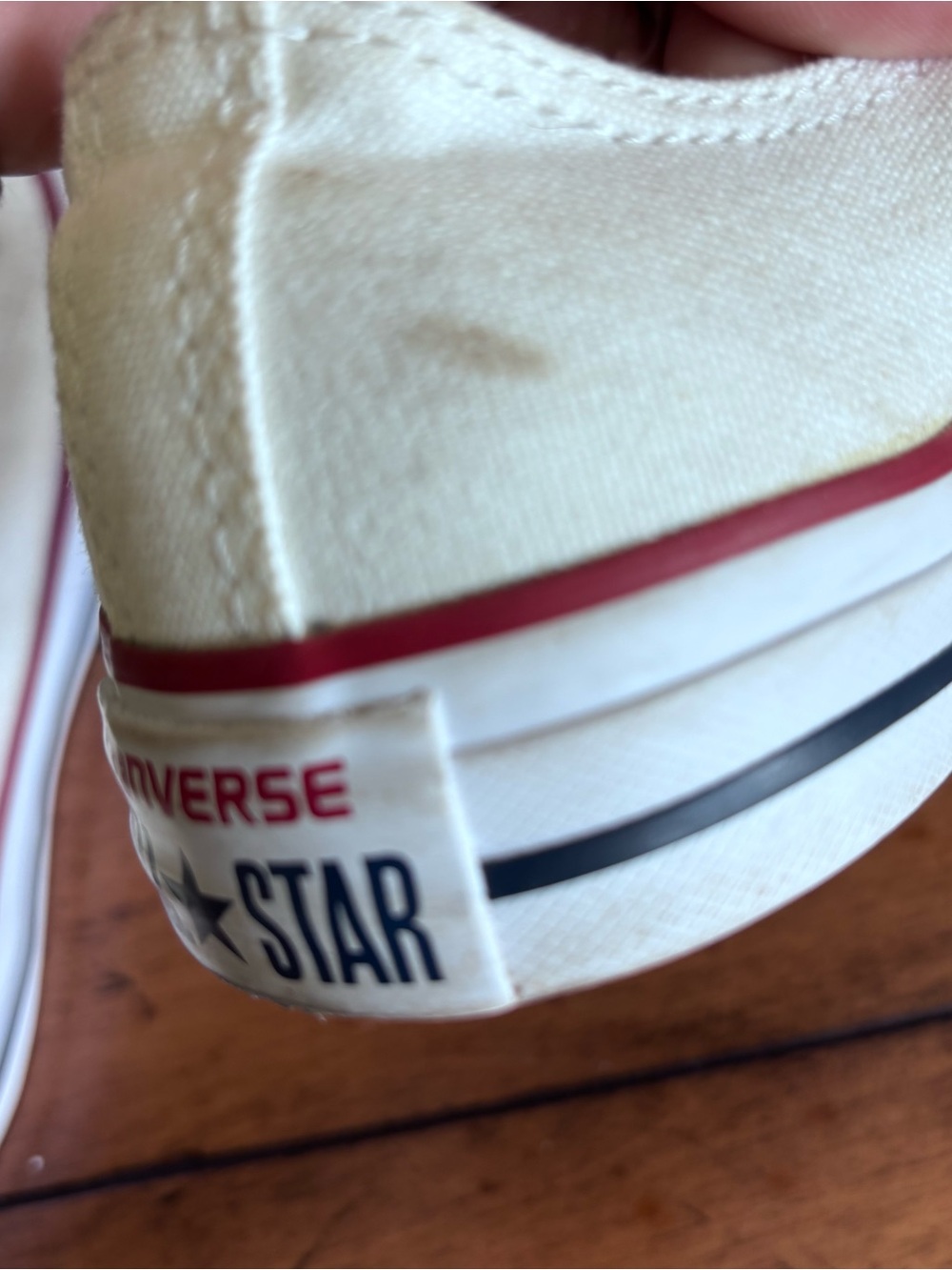 Converse Unisex Low-Top Canvas Sneakers in Off-White with Red Trim - Picture 6 of 10